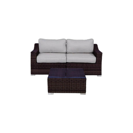 All - Weather Wicker 3 - Piece Outdoor Loveseat Conversation Set - LSI - Omega Lifestyles