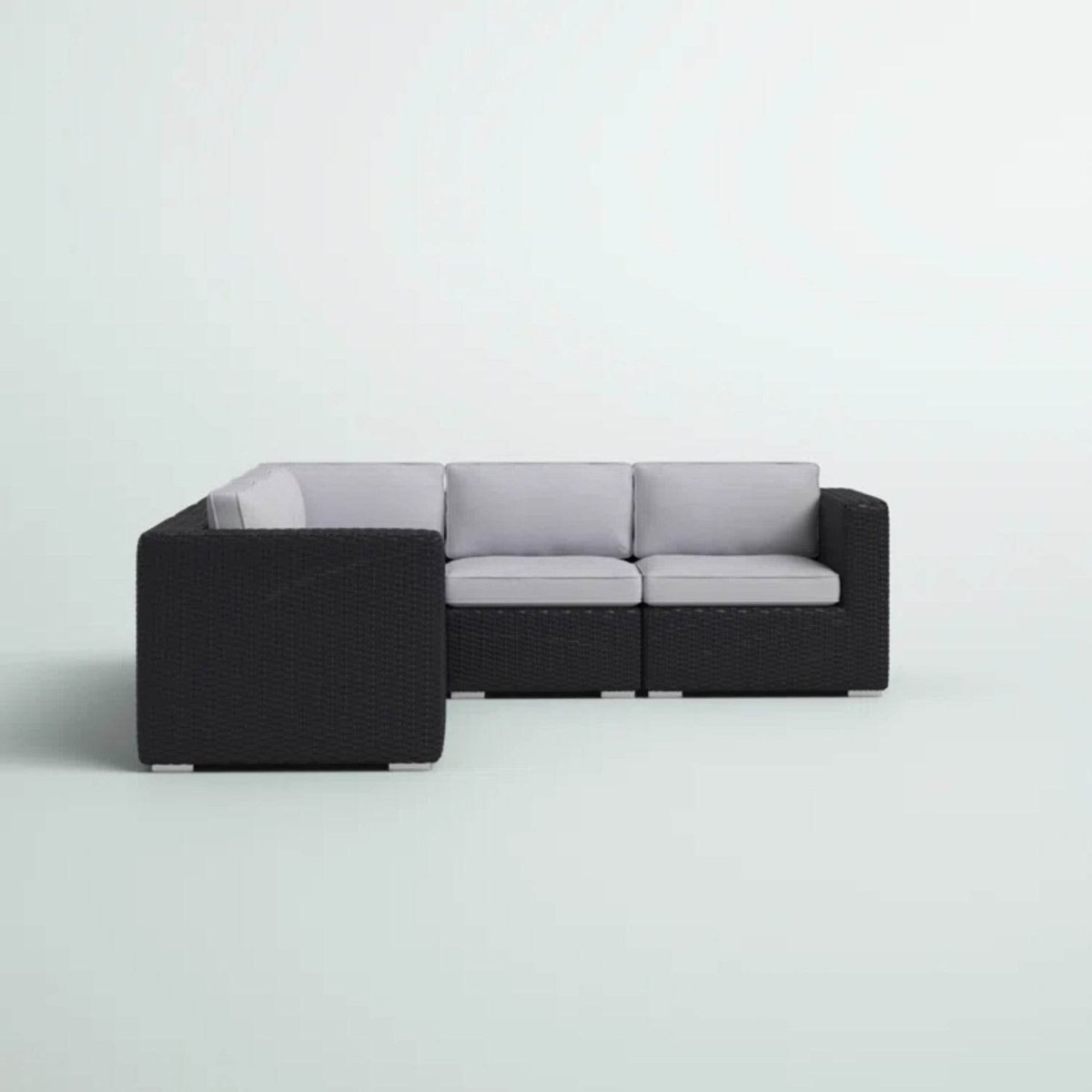 Modular L - Shaped Black Wicker Outdoor Patio Sectional - LSI - Omega Lifestyles