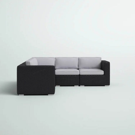 Modular L - Shaped Black Wicker Outdoor Patio Sectional - LSI - Omega Lifestyles