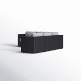 Modular L - Shaped Black Wicker Outdoor Patio Sectional - LSI - Omega Lifestyles