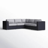 Modular L - Shaped Black Wicker Outdoor Patio Sectional - LSI - Omega Lifestyles