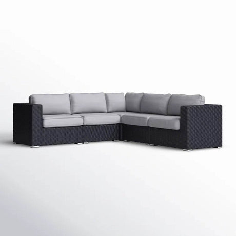 Modular L - Shaped Black Wicker Outdoor Patio Sectional - LSI - Omega Lifestyles