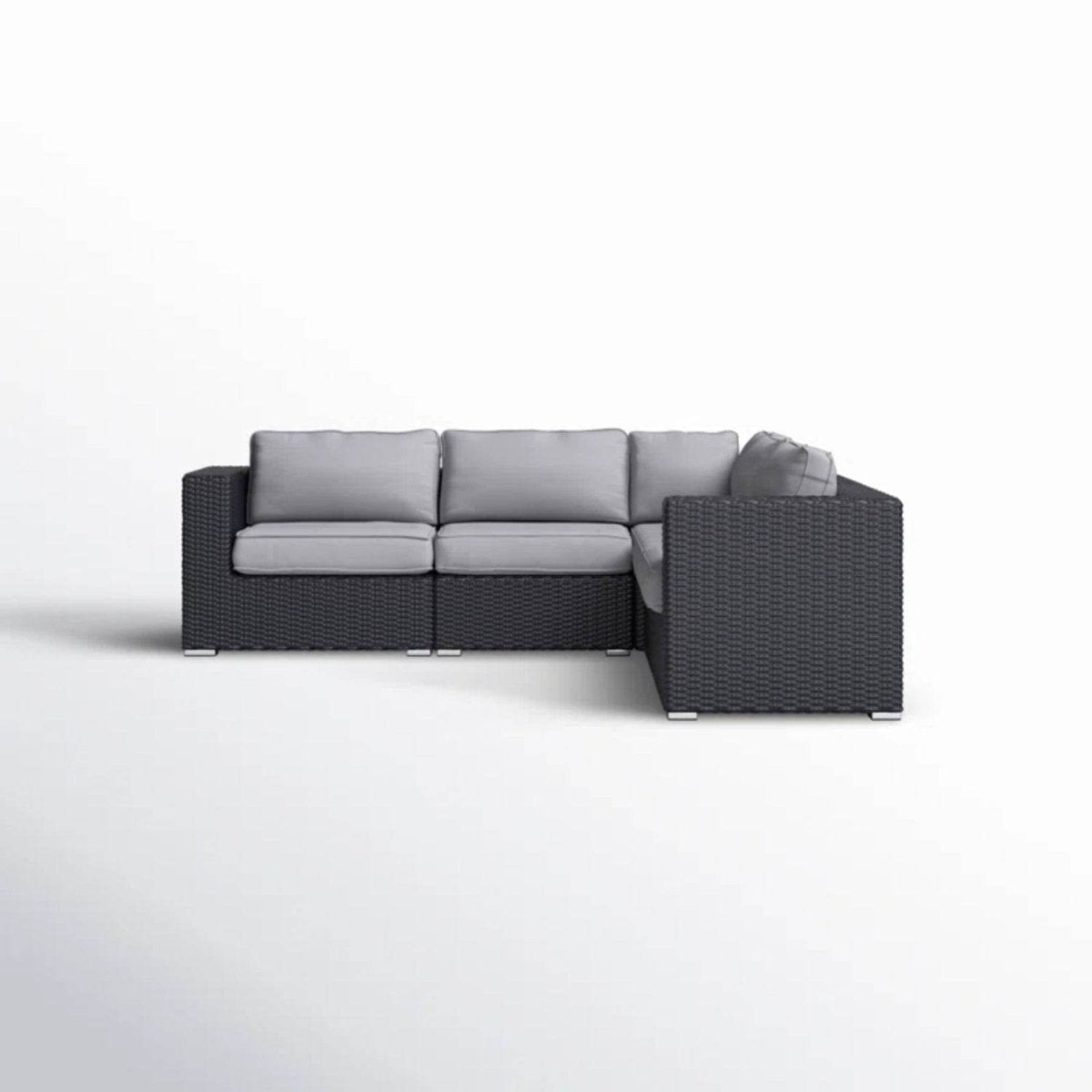 Modular L - Shaped Black Wicker Outdoor Patio Sectional - LSI - Omega Lifestyles