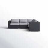 Modular L - Shaped Black Wicker Outdoor Patio Sectional - LSI - Omega Lifestyles