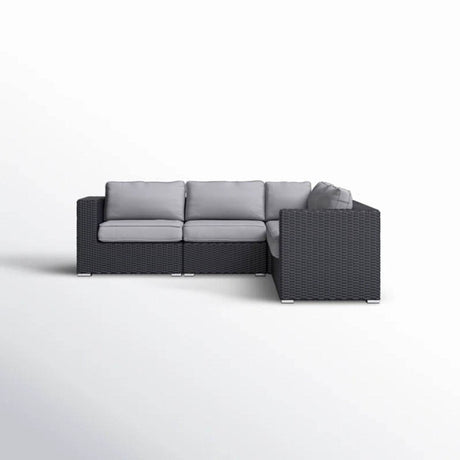 Modular L - Shaped Black Wicker Outdoor Patio Sectional - LSI - Omega Lifestyles