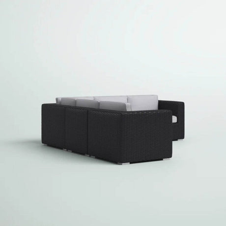 Modular L - Shaped Black Wicker Outdoor Patio Sectional - LSI - Omega Lifestyles