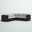 Modular L - Shaped Black Wicker Outdoor Patio Sectional - LSI - Omega Lifestyles