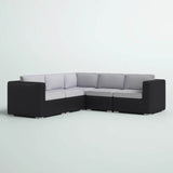 Modular L - Shaped Black Wicker Outdoor Patio Sectional - LSI - Omega Lifestyles