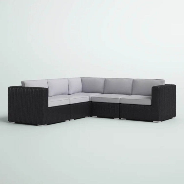 Modular L - Shaped Black Wicker Outdoor Patio Sectional - LSI - Omega Lifestyles