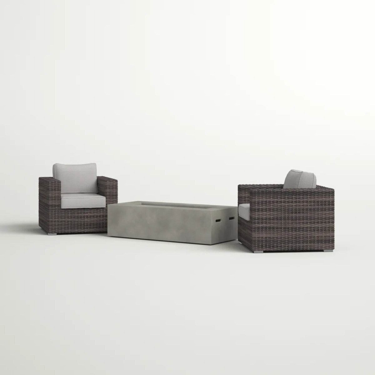 Outdoor Rattan Wicker Seating Set With Cushions And Firepit - LSI - Omega Lifestyles