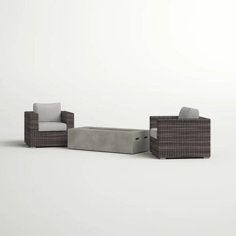 Outdoor Rattan Wicker Seating Set With Cushions And Firepit - LSI - Omega Lifestyles