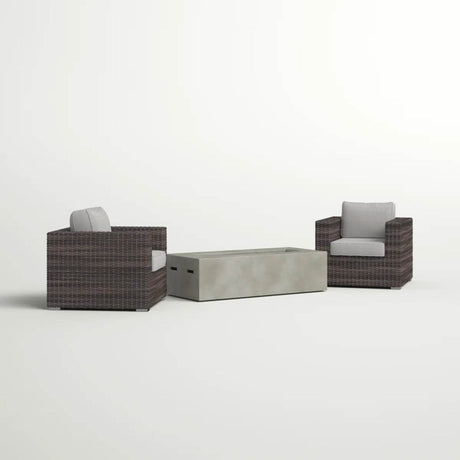 Outdoor Rattan Wicker Seating Set With Cushions And Firepit - LSI - Omega Lifestyles