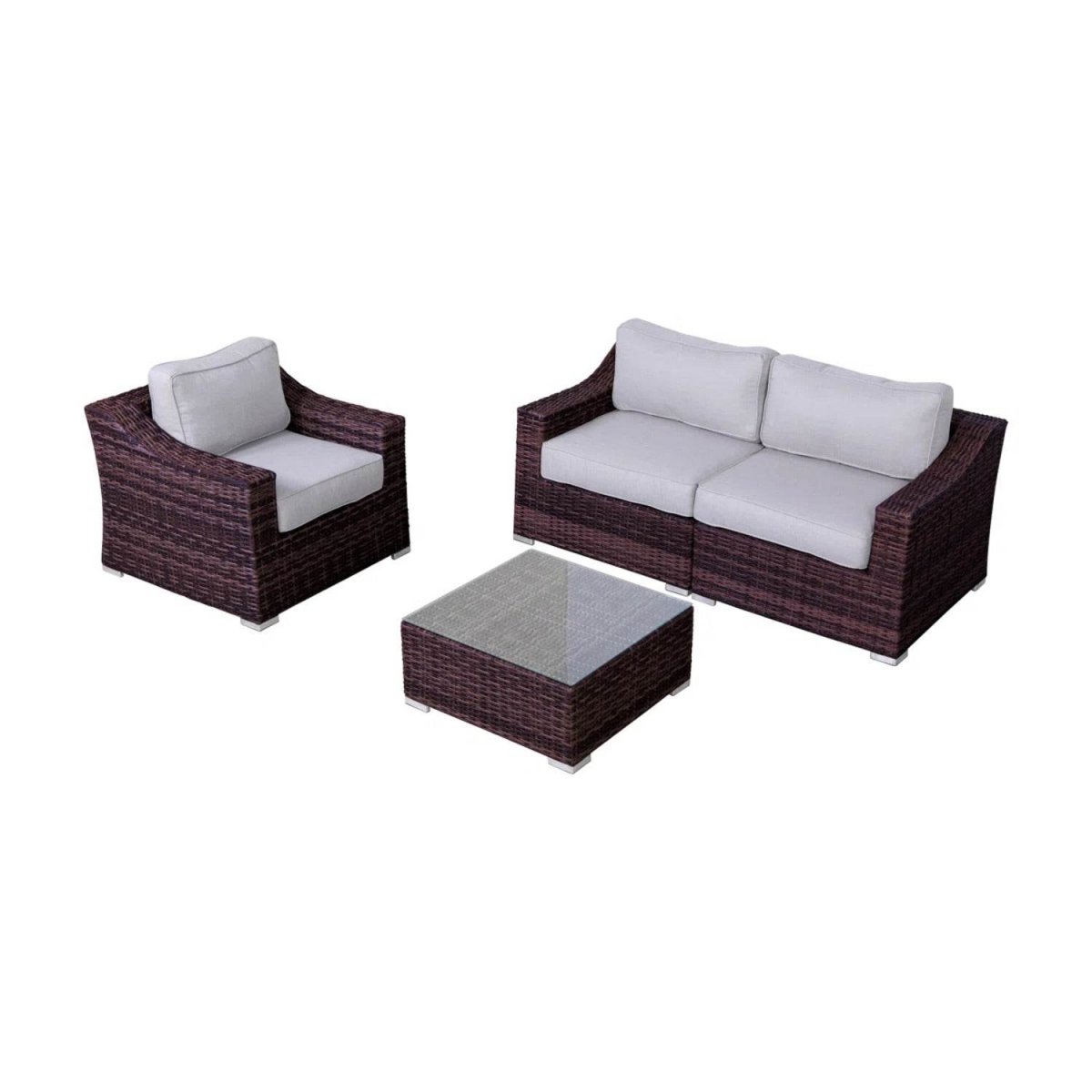 Outdoor Wicker Conversation Set With Cushions and Coffee Table - LSI - Omega Lifestyles