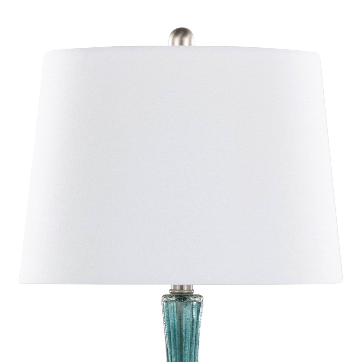 Set of 2 Contemporary Blue Crackle Glass Table Lamps - Sleep Galleria
