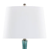 Set of 2 Contemporary Blue Crackle Glass Table Lamps - Sleep Galleria
