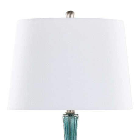 Set of 2 Contemporary Blue Crackle Glass Table Lamps - Sleep Galleria