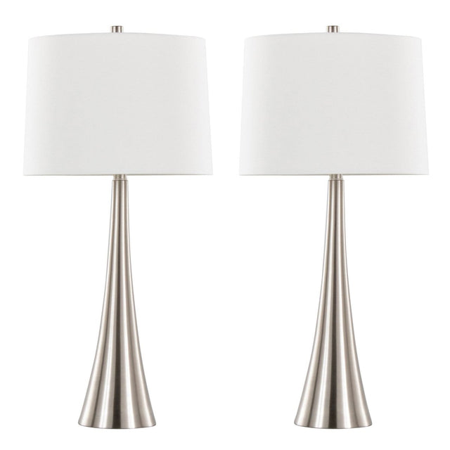 Set Of 2 Contemporary Brushed Nickel Linen Table Lamps - Sleep Galleria