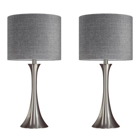 Set of 2 Contemporary Brushed Nickel Metal Table Lamps - Omega Lifestyles