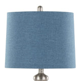 Set of 2 Contemporary Brushed Nickel Table Lamps With Linen Shade - Sleep Galleria