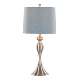 Set Of 2 Contemporary Brushed Nickel Table Lamps With Linen Shade - Sleep Galleria
