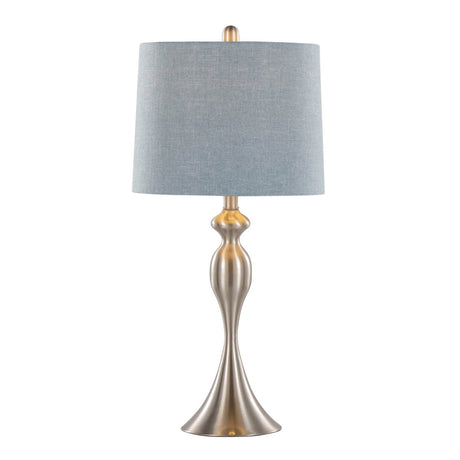 Set Of 2 Contemporary Brushed Nickel Table Lamps With Linen Shade - Sleep Galleria