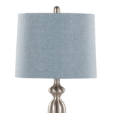 Set Of 2 Contemporary Brushed Nickel Table Lamps With Linen Shade - Sleep Galleria