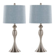 Set Of 2 Contemporary Brushed Nickel Table Lamps With Linen Shade - Sleep Galleria