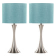 Set of 2 Contemporary Brushed Nickel Turquoise Table Lamps - Sleep Galleria