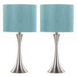 Set of 2 Contemporary Brushed Nickel Turquoise Table Lamps - Sleep Galleria
