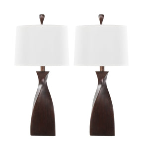 Set Of 2 Contemporary Copper Bronze Linen Table Lamps - Omega Lifestyles