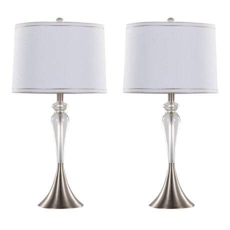 Set Of 2 Contemporary Crystal Table Lamps With Shades - Sleep Galleria