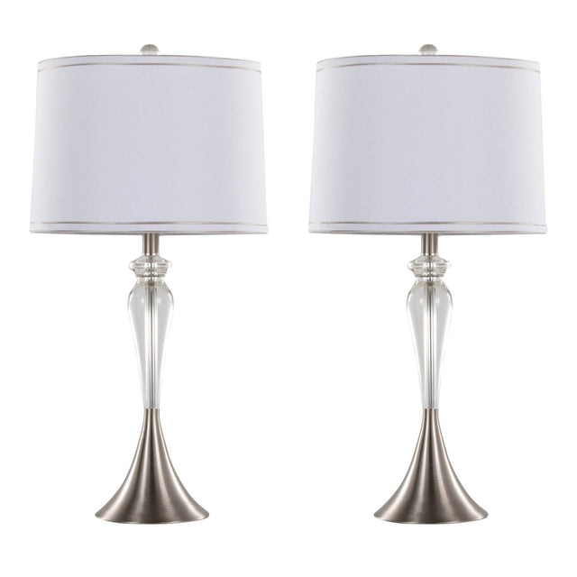 Set Of 2 Contemporary Crystal Table Lamps With Shades - Sleep Galleria