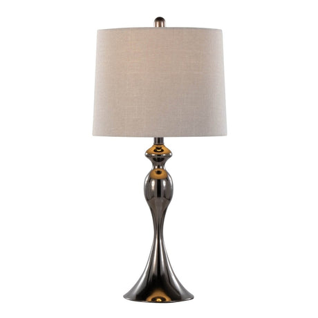 Set Of 2 Contemporary Gun Metal Table Lamps With Linen Shade - Sleep Galleria