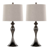 Set Of 2 Contemporary Gun Metal Table Lamps With Linen Shade - Sleep Galleria