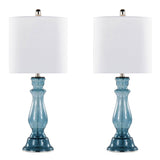 Set Of 2 Contemporary Linen Shade Glass Table Lamps - Sleep Galleria