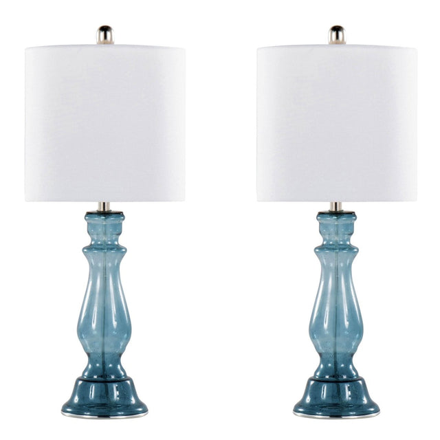 Set Of 2 Contemporary Linen Shade Glass Table Lamps - Sleep Galleria