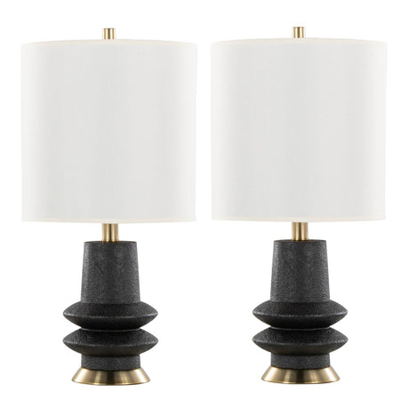 Set Of 2 Contemporary Matte Polyresin Table Lamps - Sleep Galleria