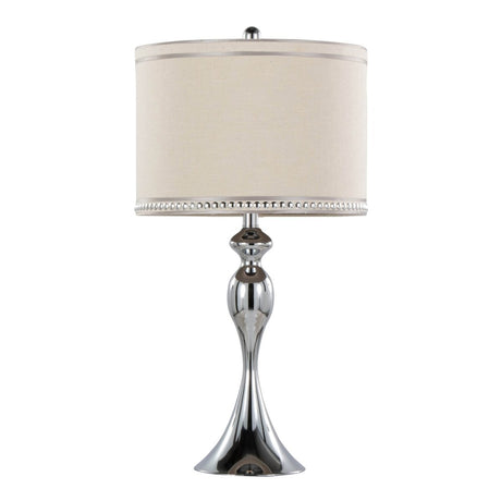 Set Of 2 Contemporary Polished Chrome Linen Table Lamps - Sleep Galleria