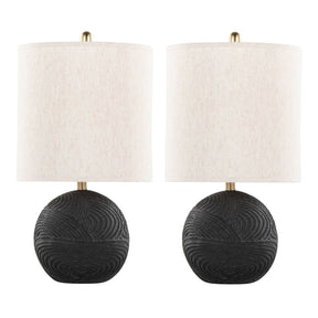 Set Of 2 Contemporary Polyresin Table Lamps With Linen Shades - Omega Lifestyles