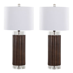 Set Of 2 Cylinder Fluted Crystal Table Lamps - Omega Lifestyles