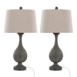 Set Of 2 Farmhouse Polyresin Table Lamps With Linen Shade - Sleep Galleria