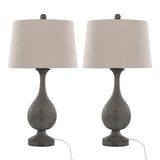 Set Of 2 Farmhouse Polyresin Table Lamps With Linen Shade - Sleep Galleria