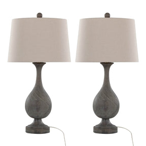 Set Of 2 Farmhouse Polyresin Table Lamps With Linen Shade - Omega Lifestyles