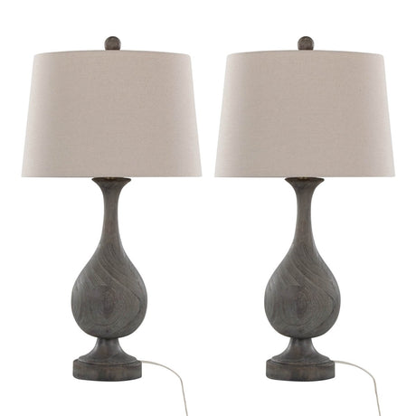 Set Of 2 Farmhouse Polyresin Table Lamps With Linen Shade - Sleep Galleria