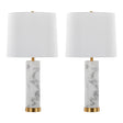 Set Of 2 Marble Base Brass Accent Table Lamps - Sleep Galleria