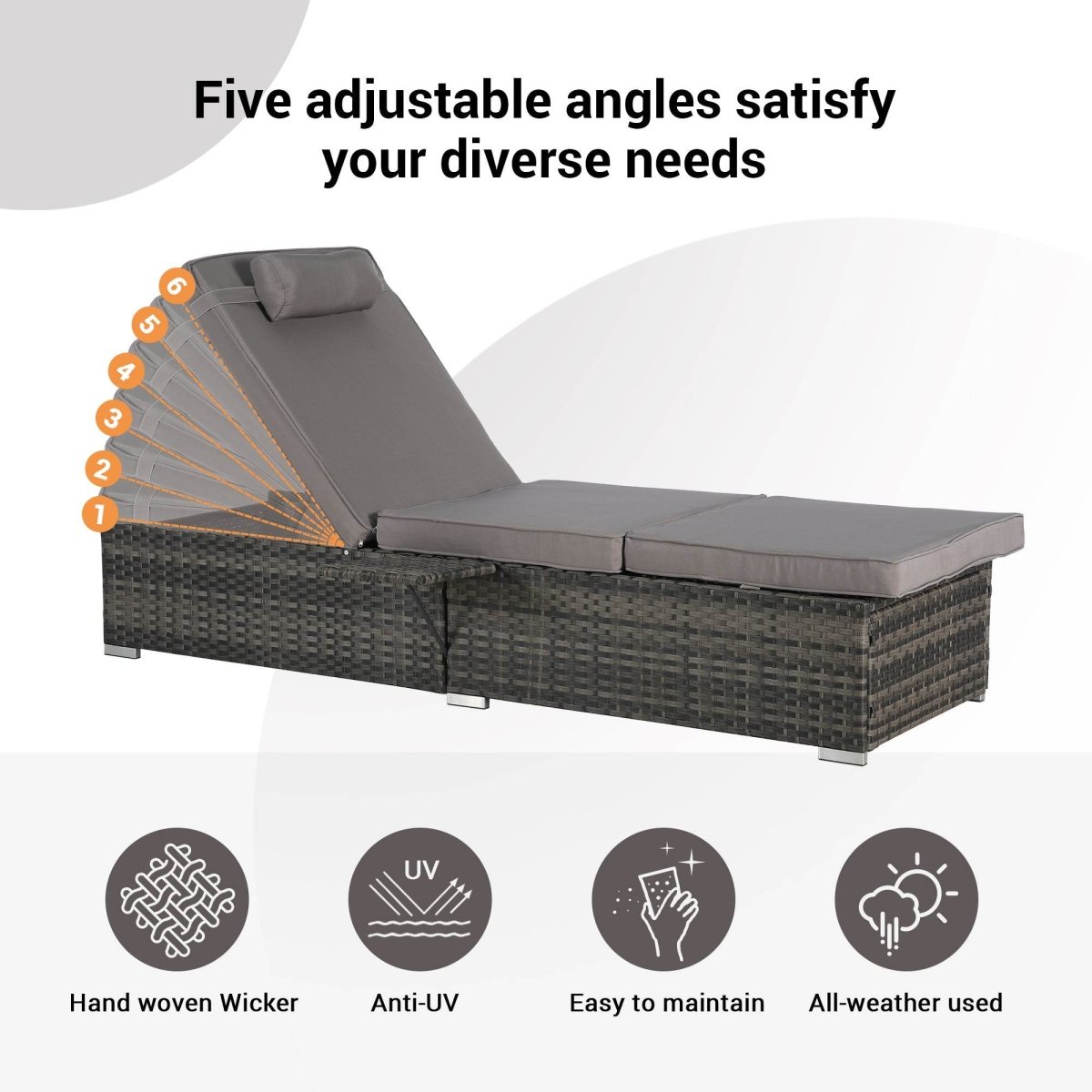 2-Piece Outdoor Adjustable Rattan Chaise Lounge Chair Set - Omega Lifestyles