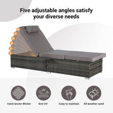 2-Piece Outdoor Adjustable Rattan Chaise Lounge Chair Set - Omega Lifestyles