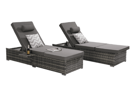 2-Piece Outdoor Adjustable Rattan Chaise Lounge Chair Set - Omega Lifestyles