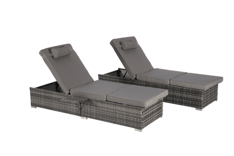 2-Piece Outdoor Adjustable Rattan Chaise Lounge Chair Set - Omega Lifestyles