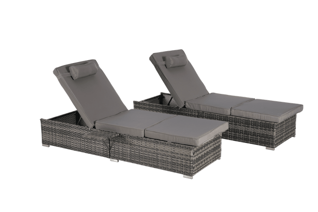 2-Piece Outdoor Adjustable Rattan Chaise Lounge Chair Set - Omega Lifestyles